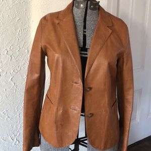 Camel color leather blazer